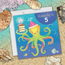 Personalisierter Oktopus Einladung zum Geburtstag