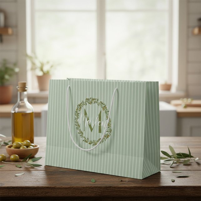 Personalisierter Olivenkranz Monogramm Große Geschenktüte (Von Creator hochgeladen)