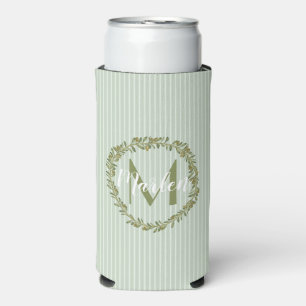 Personalisierter Olivenkranz-Monogramm Selters Dosenkühler