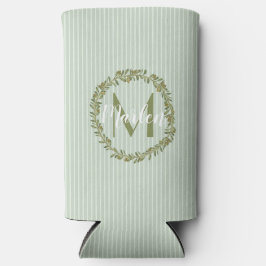Personalisierter Olivenkranz-Monogramm Selters Dosenkühler