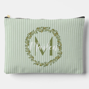 Personalisierter Olivenkranz-Monogramm Zubehörtasche