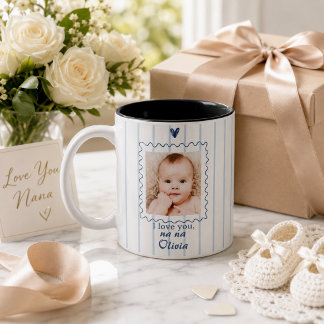 Personalisierter Oma-Becher mit Baby-Foto Zweifarbige Tasse