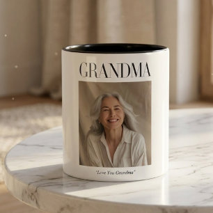 Personalisierter Oma-Foto-Becher   Liebe Oma  Zweifarbige Tasse