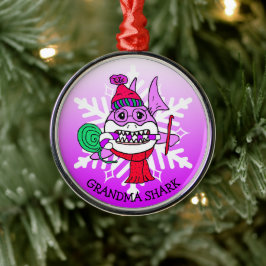 Personalisierter Oma-Hai und Schneeflocke Ornament Aus Metall
