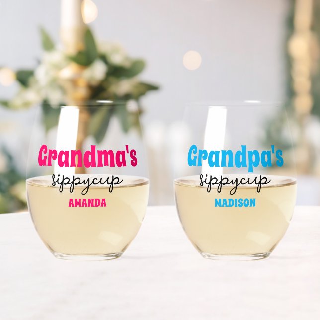 Personalisierter Oma- und Opa-Sippy-Cup Weinglas Ohne Stiel (Insitu (Hochzeit))