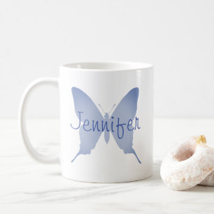 Personalisierter Ombre-Blauer Schmetterling Kaffeetasse