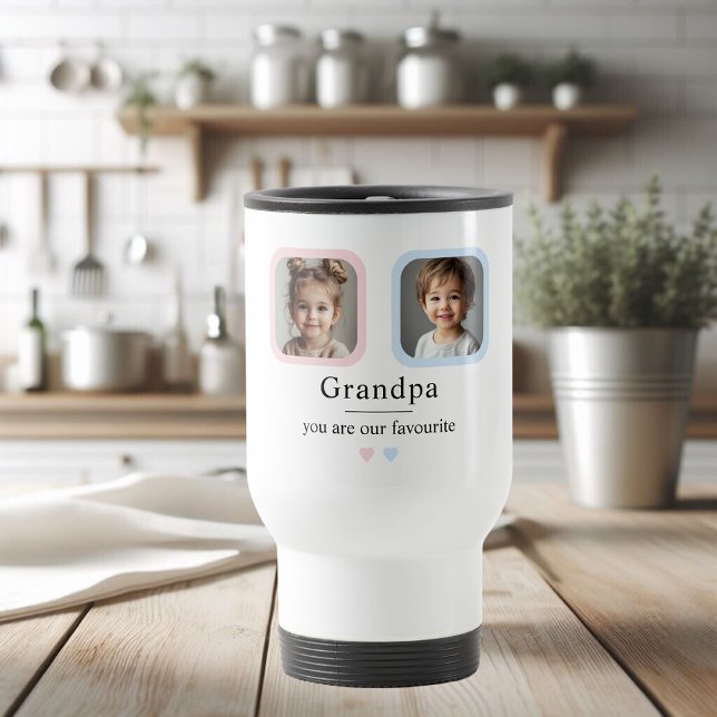 Personalisierter Opa | 2 Grandkids-Foto-Geschenk Reisebecher (Von Creator hochgeladen)