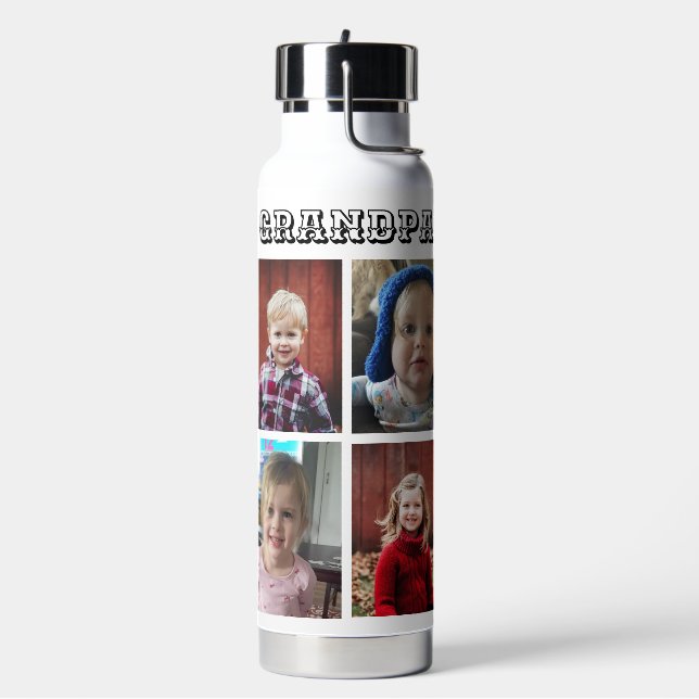 Personalisierter Opa | Enkelkinder Fotos Trinkflasche (Links)