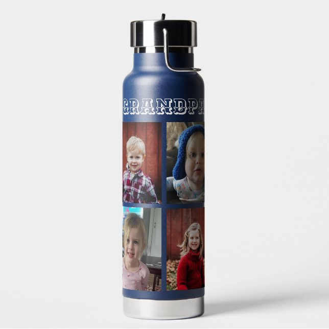 Personalisierter Opa | Enkelkinder Fotos Trinkflasche (Links)