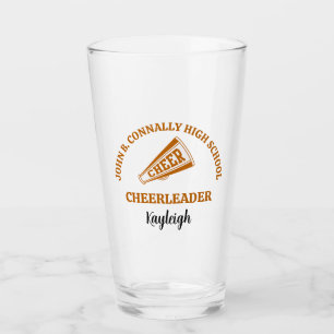 Personalisierter Orange High School Cheerleader Glas