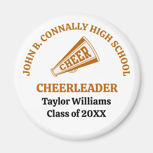 Personalisierter Orange High School Cheerleader Magnet (Vorne)