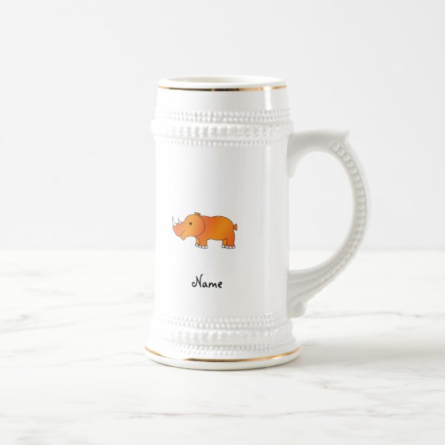 Personalisierter orange Namensrhino Bierglas (Rechts)