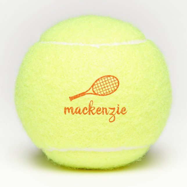Personalisierter Orange-Skriptname  Tennisbälle (Vorderseite)