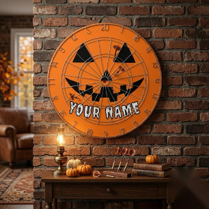 Personalisierter orangefarbener Kürbis Halloween I Dartscheibe
