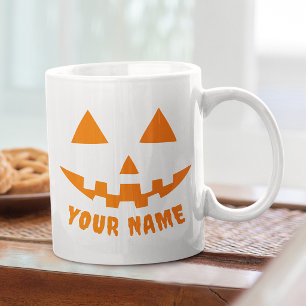 Personalisierter orangefarbener Kürbis Halloween I Jumbo-Tasse