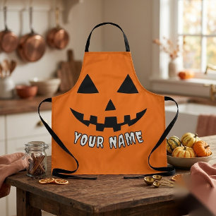 Personalisierter orangefarbener Kürbis Halloween I Schürze