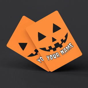 Personalisierter orangefarbener Kürbis Halloween I Spielkarten