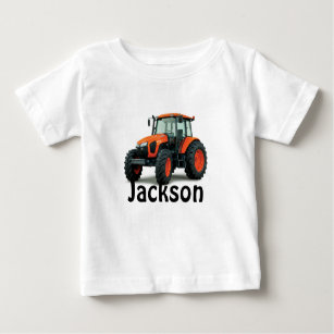 Personalisierter Orangentraktor Baby T-shirt