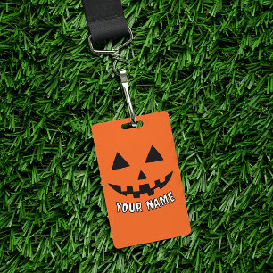 Personalisierter Oranger Kürbis Halloween Dein Nam Ausweis