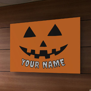 Personalisierter Oranger Kürbis Halloween Dein Nam Banner