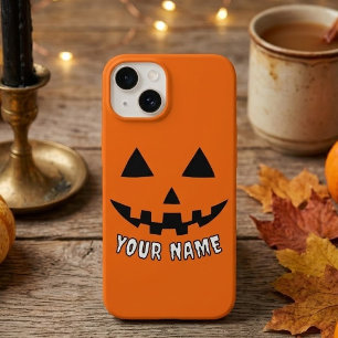 Personalisierter Oranger Kürbis Halloween Dein Nam Case-Mate iPhone 14 Hülle
