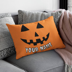Personalisierter Oranger Kürbis Halloween Dein Nam Kissenbezug