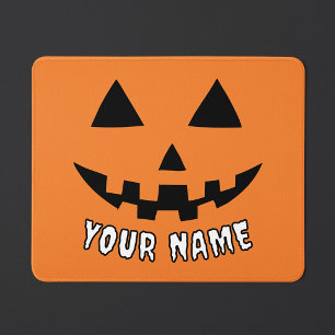 Personalisierter Oranger Kürbis Halloween Dein Nam Mousepad