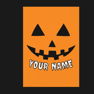 Personalisierter Oranger Kürbis Halloween Dein Nam Poster