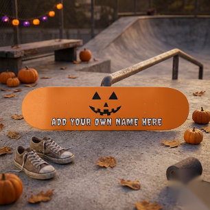 Personalisierter Oranger Kürbis Halloween Dein Nam Skateboard