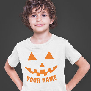 Personalisierter Oranger Kürbis Halloween Kinderna T-Shirt
