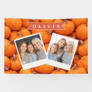 Personalisierter Oranger Kürbis Herbst Erntemonat Banner