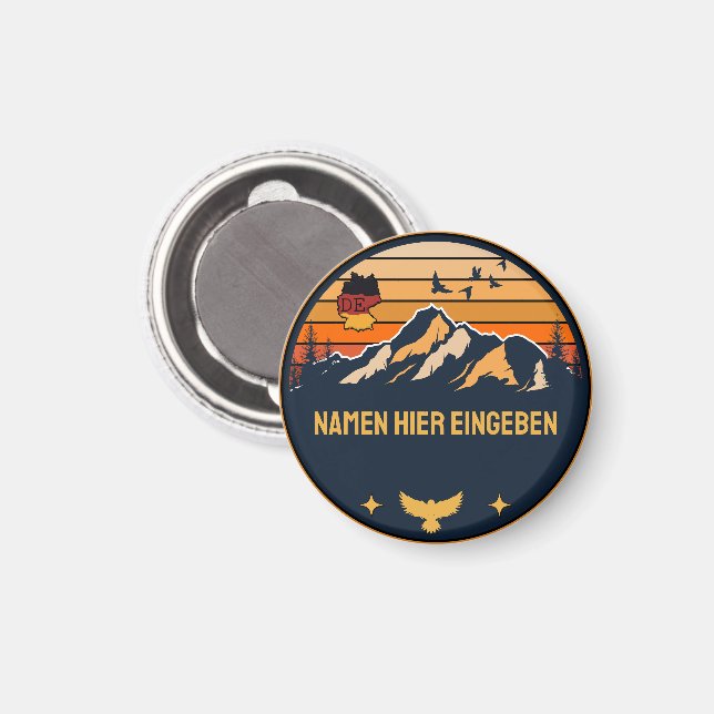 Personalisierter Ortsname Deutschland Runddesign Magnet (Vorderseite/Rückseite)