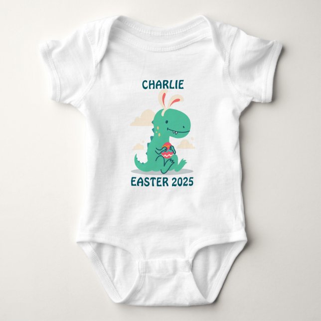 Personalisierter Osterdino Bodysuit Baby Strampler (Vorderseite)
