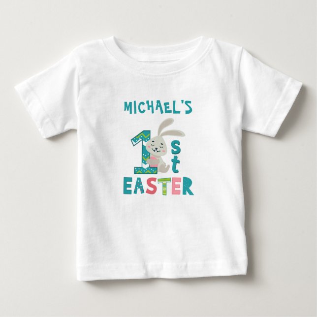 Personalisierter Osterhase 1 Baby T-shirt (Vorderseite)