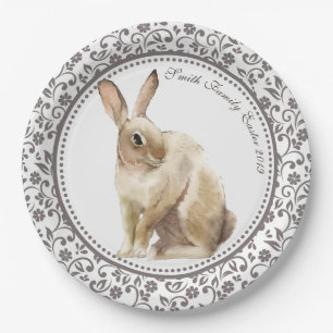 Personalisierter Osterhase Floral Pappteller