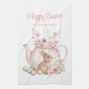 Personalisierter Osterhase-Teekanne Familie Geschirrtuch