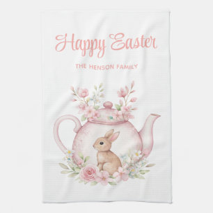 Personalisierter Osterhase Teekanne Familie  Geschirrtuch
