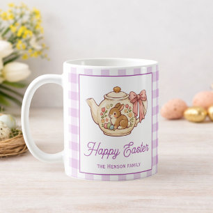 Personalisierter Osterhase Teekanne Gingham Famili Kaffeetasse