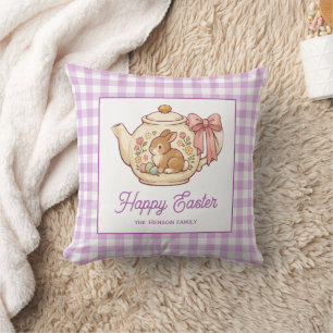 Personalisierter Osterhase Teekanne Gingham Famili Kissen