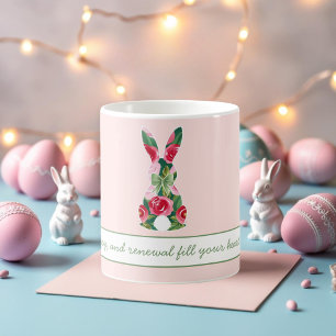 Personalisierter Osterhasen-Becher mit Pastellrosa Kaffeetasse
