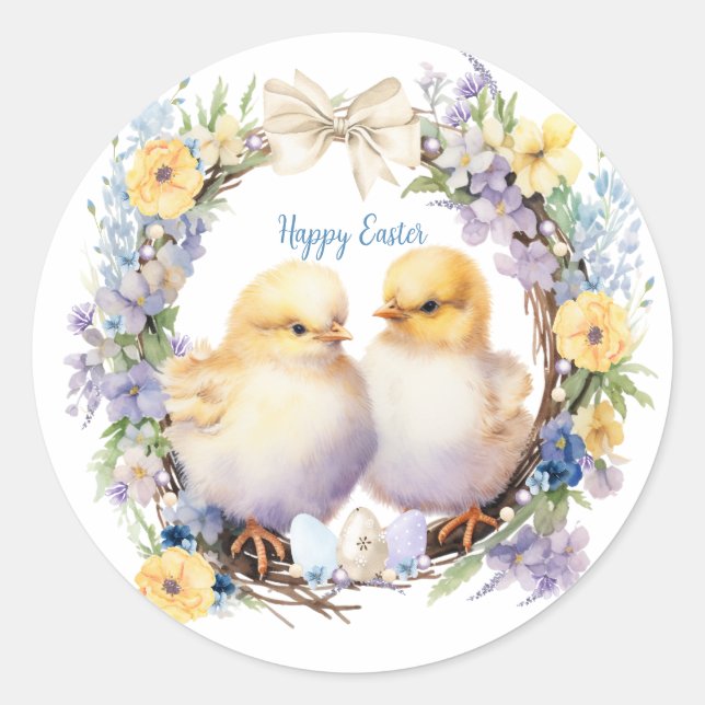 Personalisierter Osterküken Runder Aufkleber (Vorderseite)