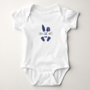 Personalisierter Osthase mit Monogramm in Blau Baby Strampler