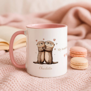Personalisierter Otter-Mug 'Mein Herz gehört dir' Tasse