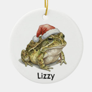 Personalisierter Pacman-Frosch zu Weihnachten Keramik Ornament