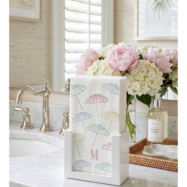 Personalisierter Palm Beach Schirm Wasserfarbe  Serviette (Display photo produced by AI)