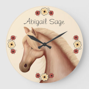 Personalisierter Palomino und Blume Uhr