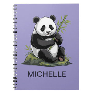 Personalisierter Panda-Bär-Grünzeug-Bambus-Lila Notizblock