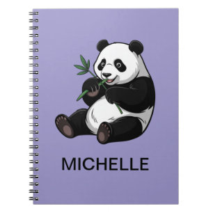 Personalisierter Panda-Bär-Grünzeug-Bambus-Lila Notizblock