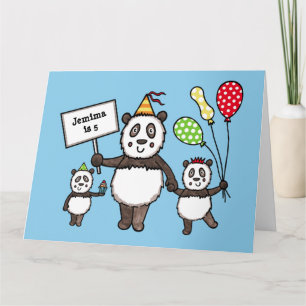 Personalisierter Panda Party Kid's Geburtstag Karte