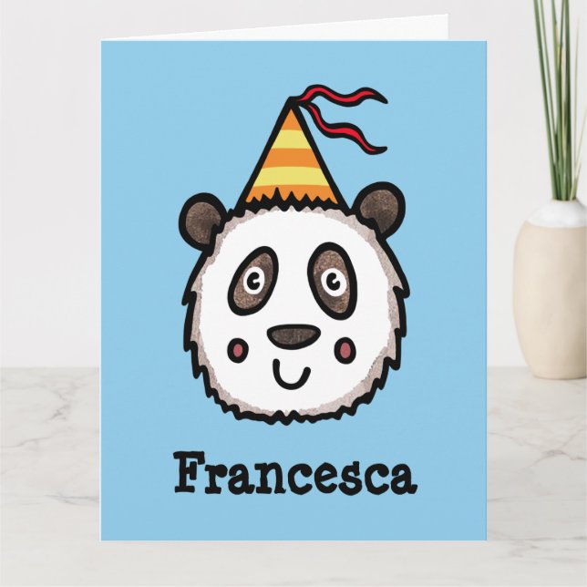 Personalisierter Panda Party Kid's Geburtstag Karte (Vorderseite)